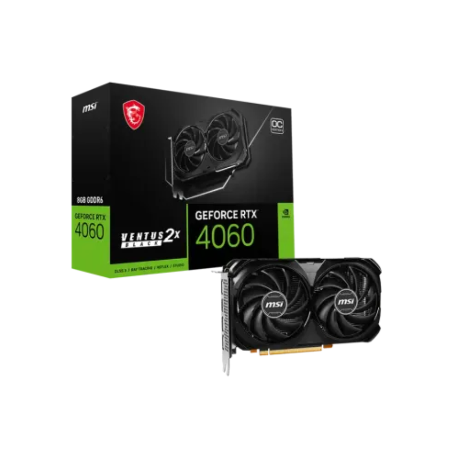 MSI GeForce RTX 4060Ti VENTUS 2X BLACK 8GB OC GDDR6 Graphics Card